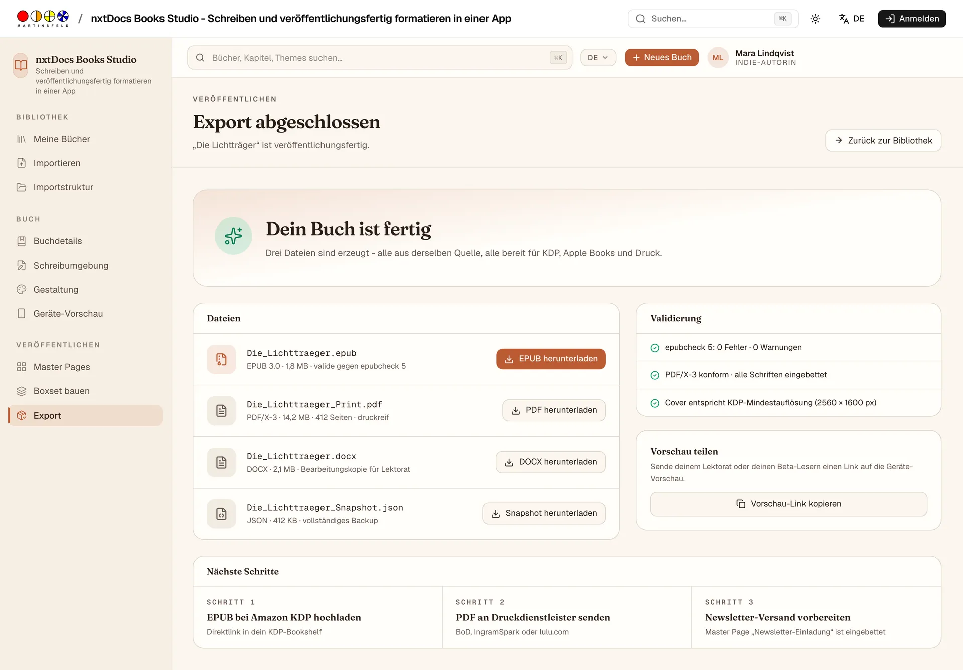 Export abgeschlossen