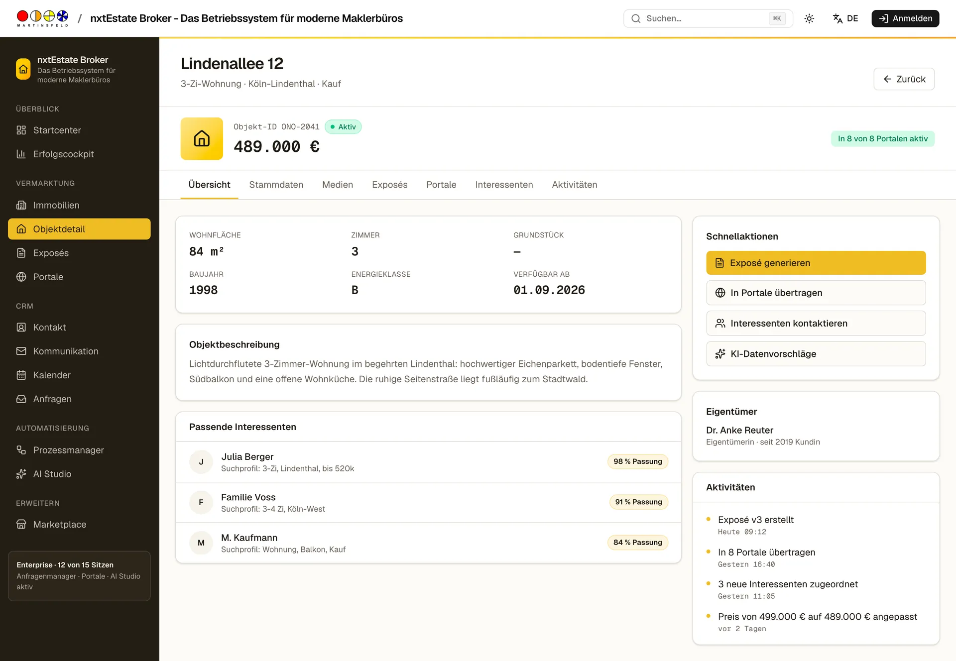 Immobilie · Lindenallee 12