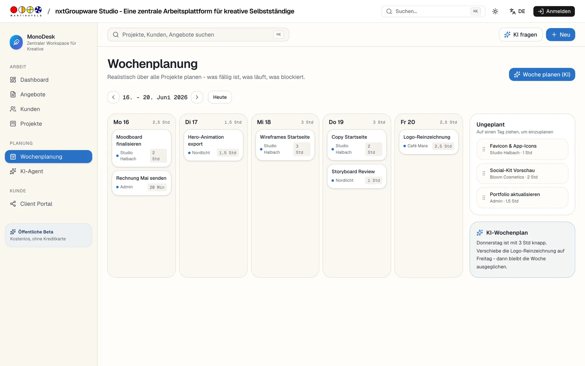 Wochenplanung
