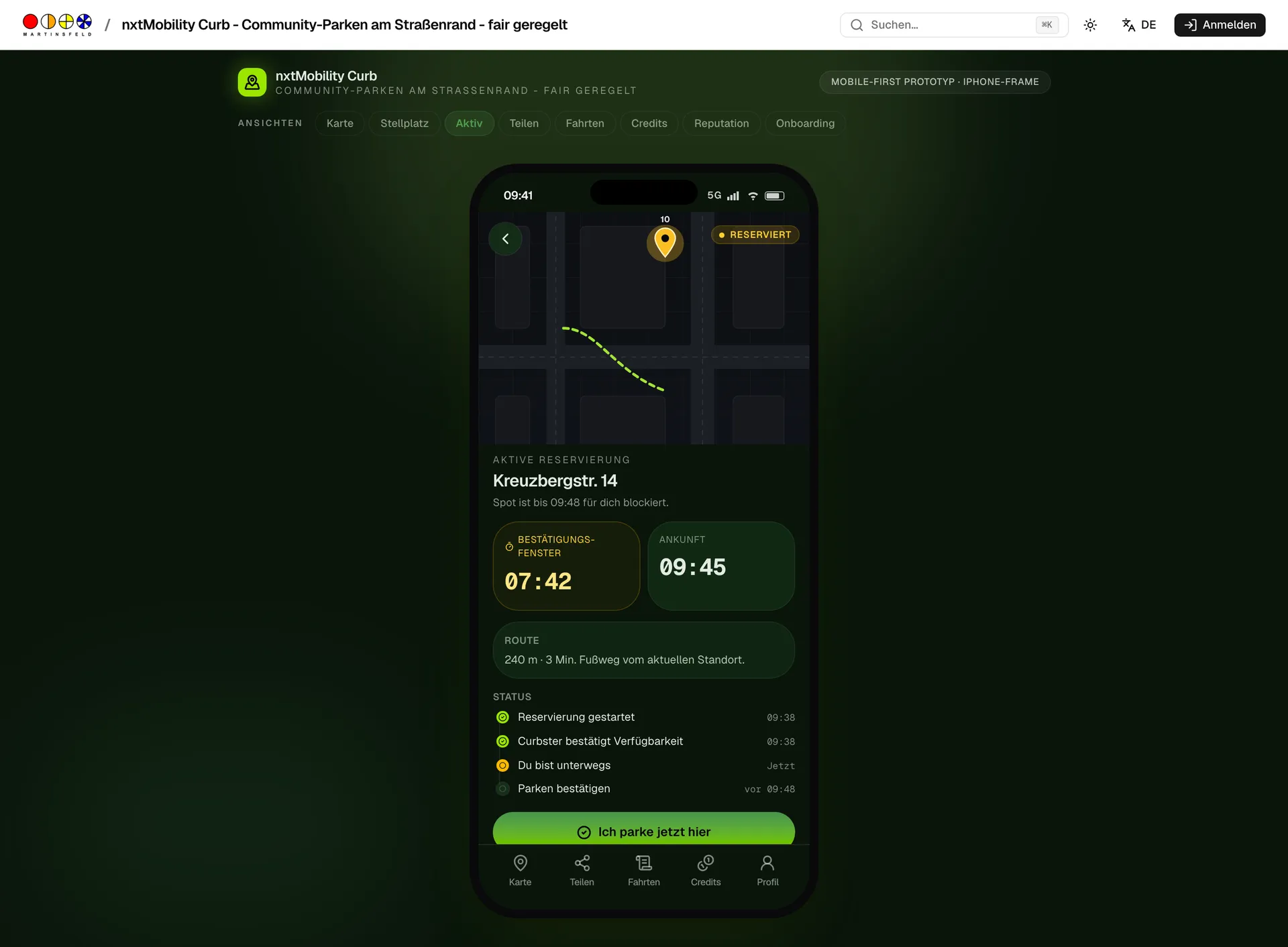 Aktive Reservierung